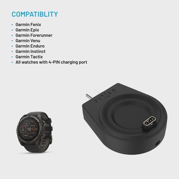 FIXED Trådlös USB-C laddare för Garmin Watch Svart