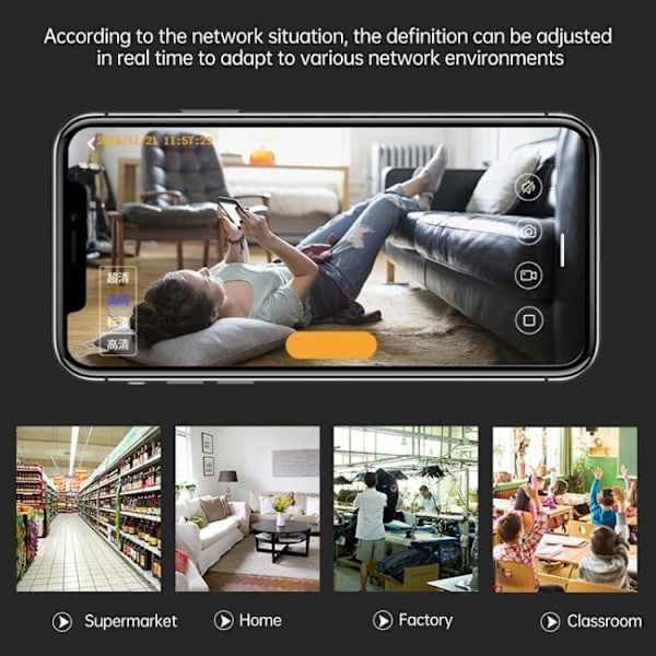 150° IP-kamera / Trådlös Övervakningskamera - WiFi Svart