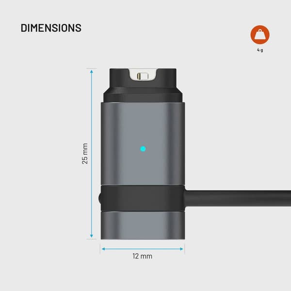 FIXED USB-C Laddningadapter för Garmin Smartwatch Svart