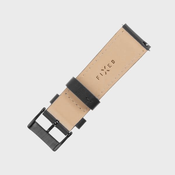 FIXED Äkta läderrem för Smartwatch Universal 20 mm Svart