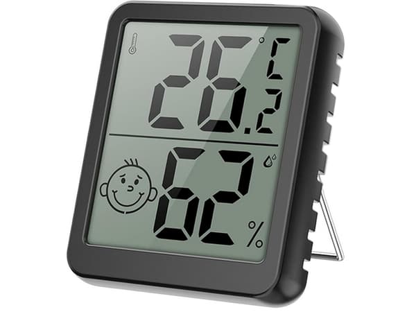 Digital termometer mini väderstation rumshygrometer batterimagnet Black