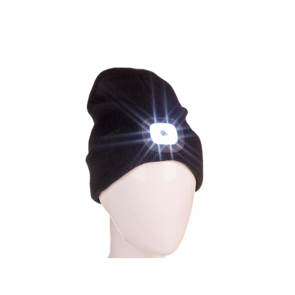 Hat med LED-lampe - Gør dig synlig i mørket Black one size