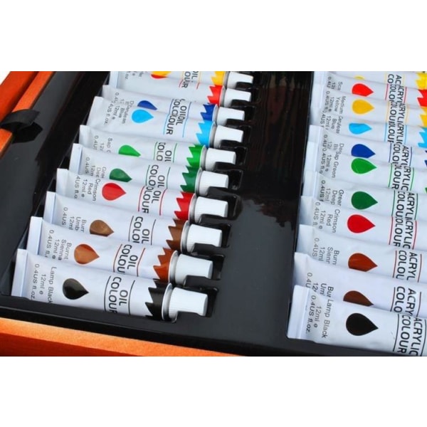 Kunstnersæt med taske - 174 dele - Olie, vand & akrylmaling Multicolor