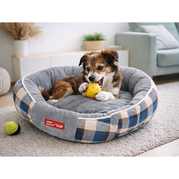 Hundbädd mjuk fluffig small medium Grey