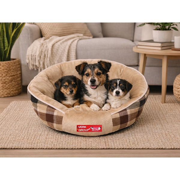 Hundbädd mjuk fluffig small medium Beige