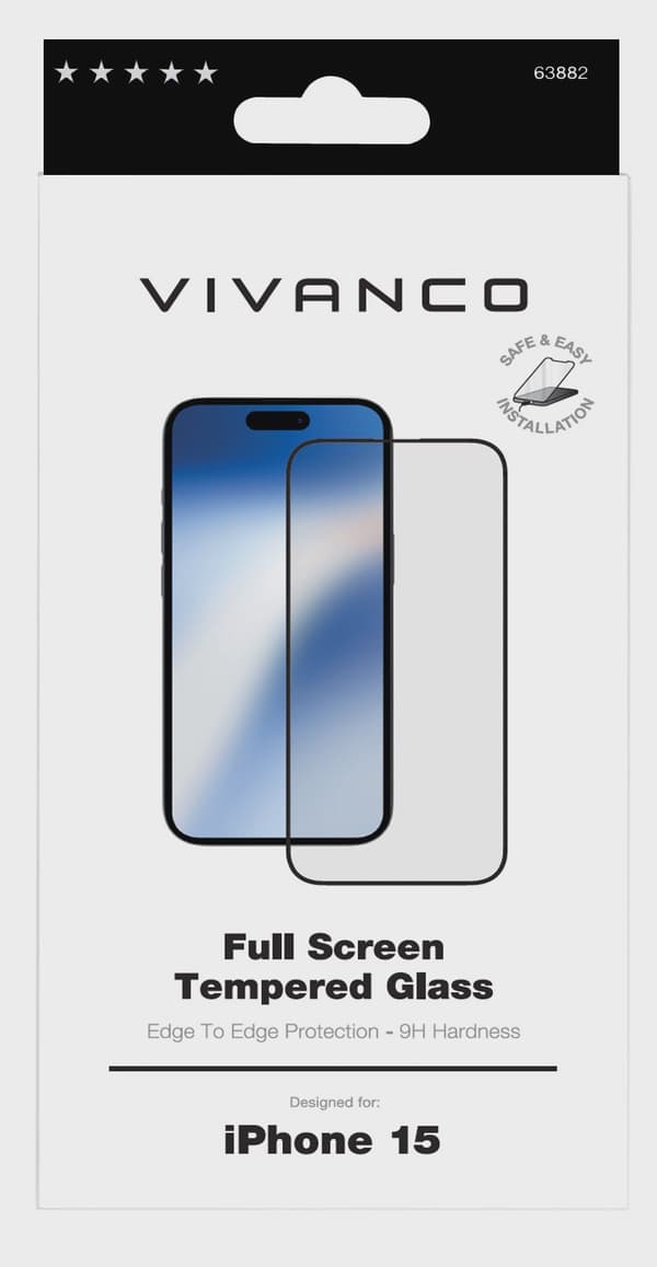 Vivanco Full Screen Skyddsglas 9H iPhone 15