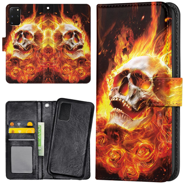 Samsung Galaxy S20 FE - Lommebok Deksel Burning Skull