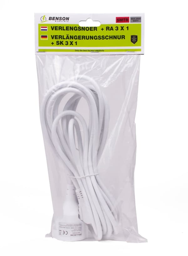 Förlängningskabel jordat 3x1.0 5 m