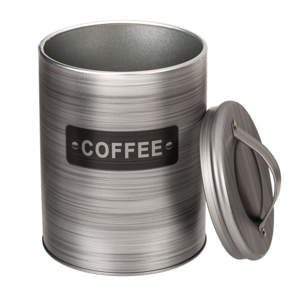 Rund Metallburk - Välj mellan Kaffe, te & socker Silver Coffee
