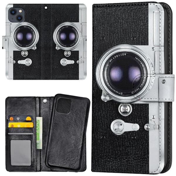 iPhone 14/15 Plus - Plånboksfodral/Skal Retro Kamera