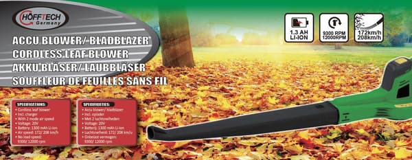 Lövblås sladdlös 20V 1300 mAh