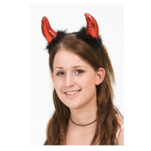 Djävulshorn / Horn med Diadem- Djävul - Halloween & Maskerad Röd one size