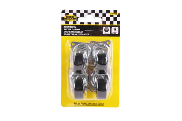 Svivelhjul set 50 mm svart 4 st