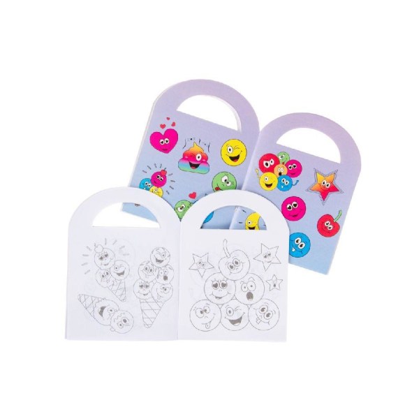 3-Pack - Fargebok for barn med klistremerker MultiColor Smiley
