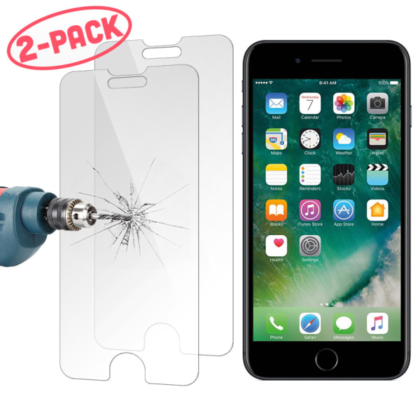 2-pakning - iPhone 7/8 Plus - Skjermbeskytter i herdet glass, 0,26 mm Transparent