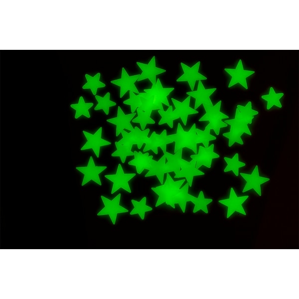 50-pack - Självlysande Stjärnor - Väggdekal - Dekal till Tak Ljusgrön