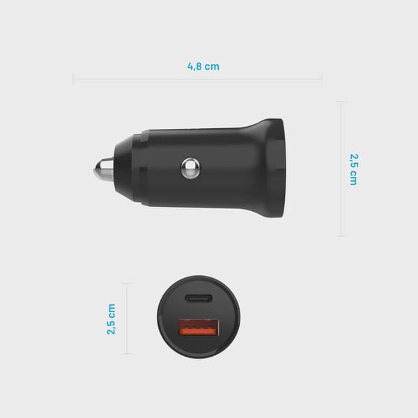 FIXED Snabb Billaddare 20W USB-C PD/USB-A Svart