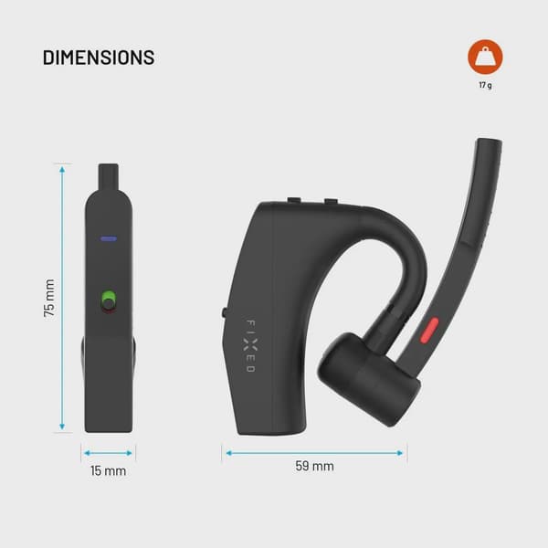 FIXED Talk Pro Trådlös Open-Ear Mono Headset med ENC Svart