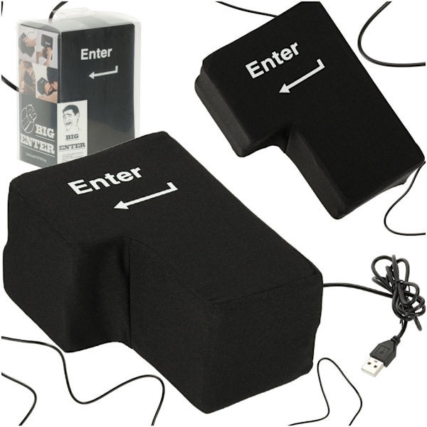 ENTER-knapp stor antistress-USB-kudde