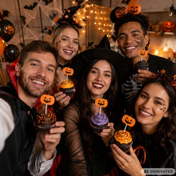 Halloween Dekorpinnar för Cupcakes och Tårtor — 5-pack
