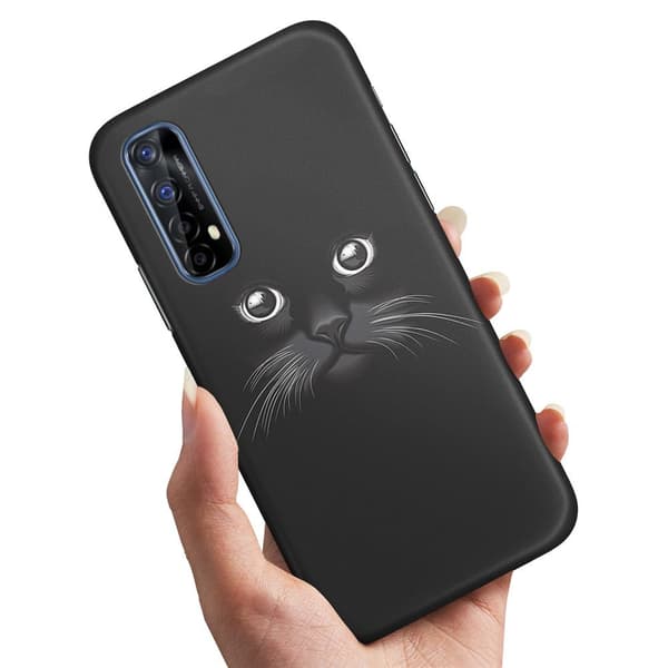 Cover / Mobilcover til Realme 7 - Sort Kat