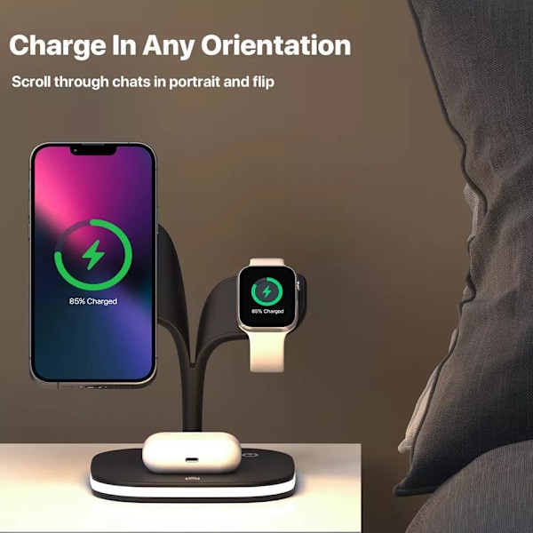 Laddningsstation för iPhone, Apple Watch & AirPods - Induktion Svart