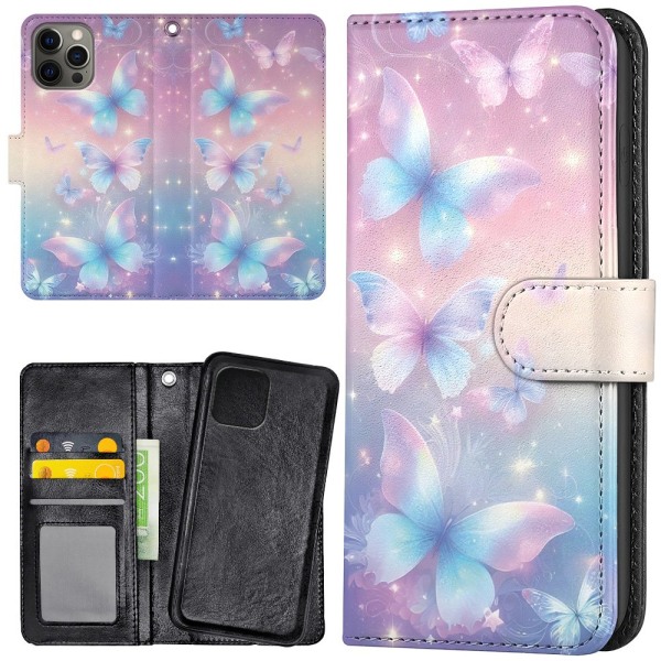 iPhone 12 Pro Max - Plånboksfodral/Skal Butterflies
