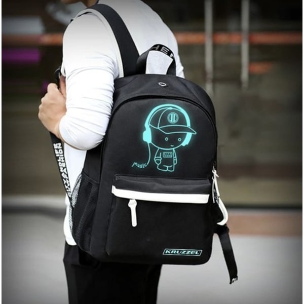 Ryggsäck med LED & Kodlås / Väska - 19L Svart