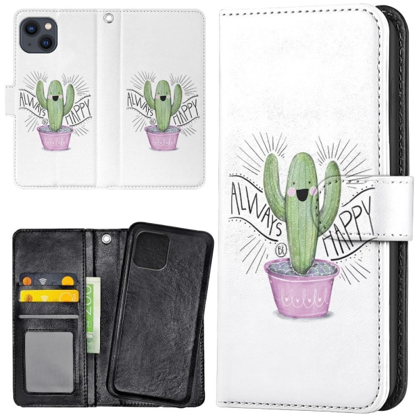 iPhone 13 - Lommebok Deksel Happy Cactus Multicolor