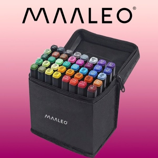 40-pakning - tusjpenner med etui Fargeblyanter Dobbeltsidige penner Multicolor
