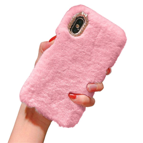 iPhone X/XS - Kansi/mobiilikotelo - Fluffy Fur Pink