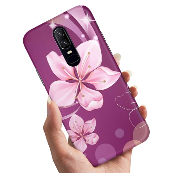 OnePlus 6 - Cover/Mobilcover Hvid Blomst