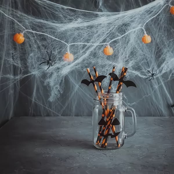 Edderkoppespind / Halloween Dekoration med Edderkopper – 1-Sæt