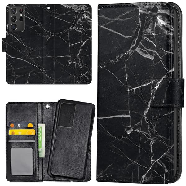 Samsung Galaxy S21 Ultra - Lommebok Deksel Marmor Multicolor