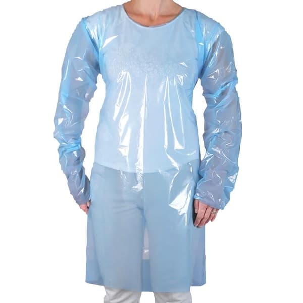 10-Pak - Engangsforforklæde med Ærme - Forklæde- 120x165 cm Blue