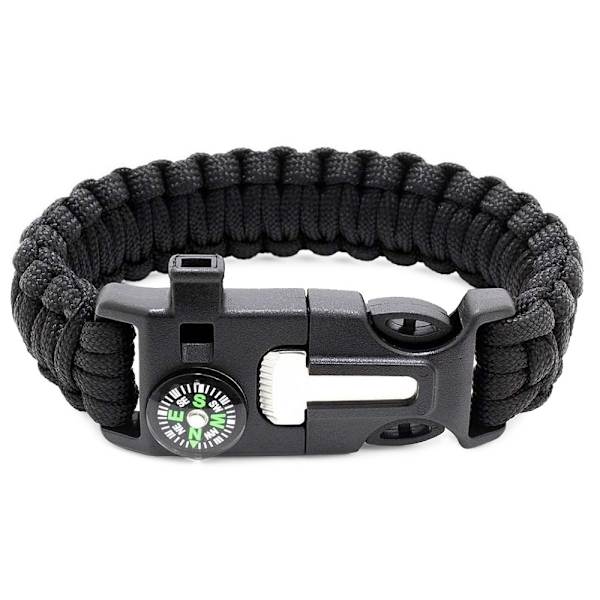 Paracord Selviytymisranneke Tuluksilla ym. Black
