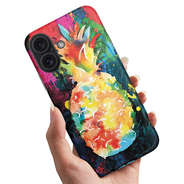 iPhone 16 Plus - Cover/Mobilcover Regnbue Ananas