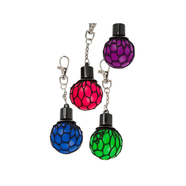 Mini Stressboll / Klämboll i Nät - Nyckelring multifärg
