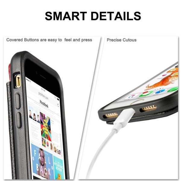 iPhone / Samsung / Huawei - Mobilcover - Skjult kortslot / Kortholder Black iPhone 7/8 Plus