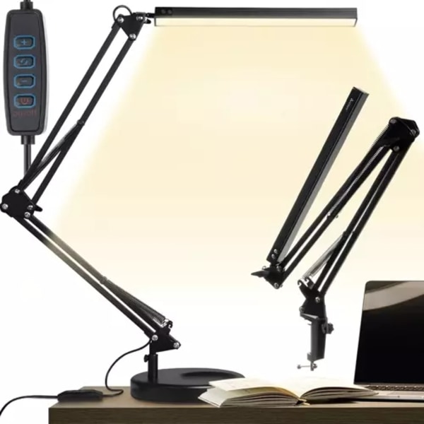 Skrivbordslampa med Arm - LED Bordslampa Svart