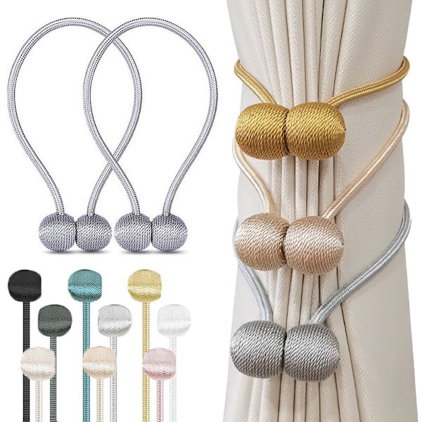 Magnetisk Gardinomtag til Gardiner Vit 2-Pack