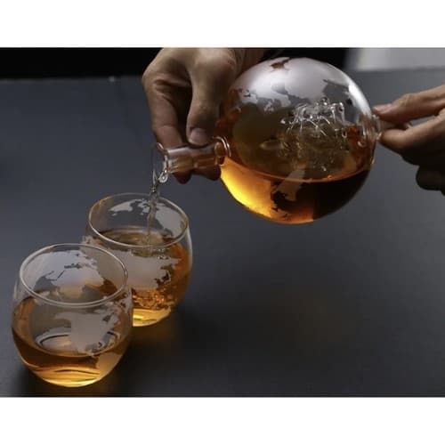 Globus karaffel sæt - Whiskeyglas & whiskeysten - Whiskey Transparent