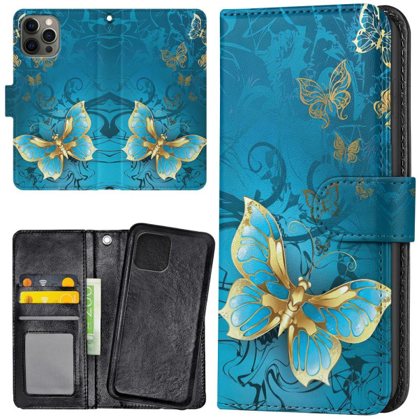 iPhone 12 Pro Max - Plånboksfodral/Skal Fjärilar