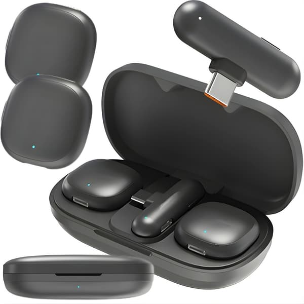 Trådlös lavalier mikrofon 2 st för iPhone mobil eller dator USB-C