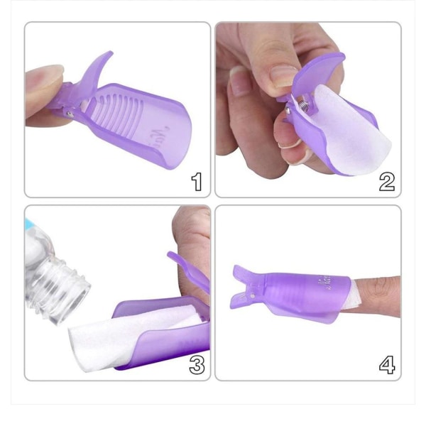 10-Pack - Neglelakfjerner / beskyttelsesnegle Fjern neglelak Purple