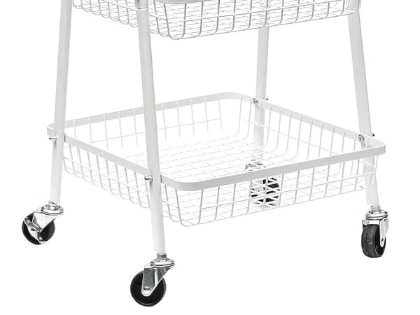 Förvaringshylla med hjul 3 plan metall Vit