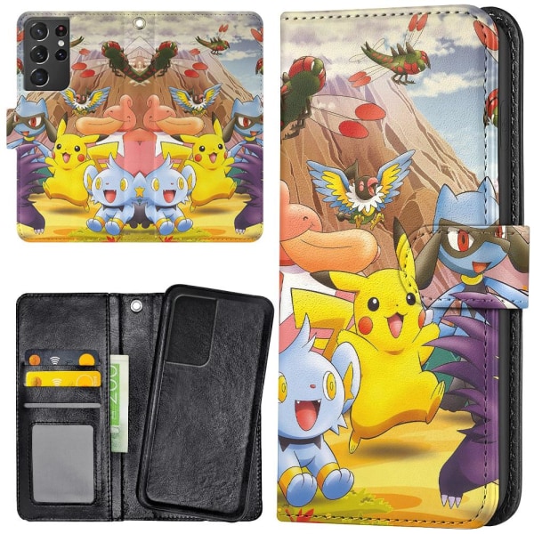 Samsung Galaxy S21 Ultra - Plånboksfodral/Skal Pokemon multifärg