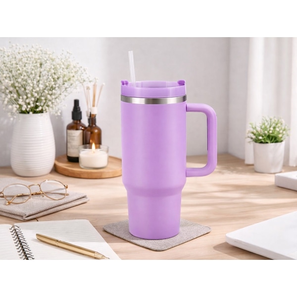 Termosmugg 1.2 L med sugrör Lila