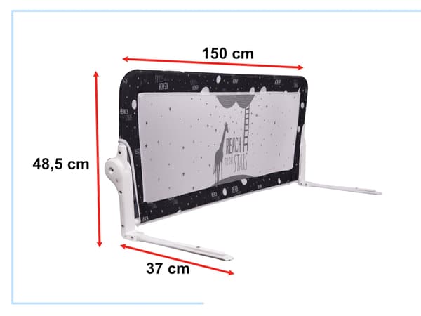 Säkerhetsbarriär för Säng - 150cm Black