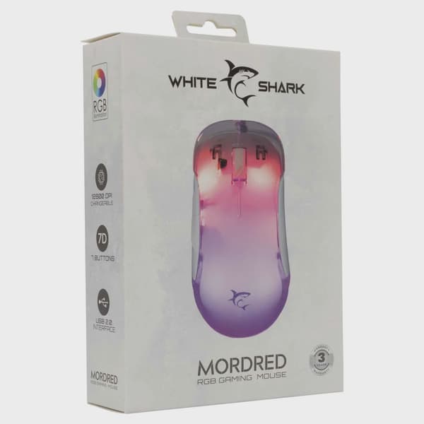 White Shark MORDRED Gaming Mus 7D 12.800dpi Vit